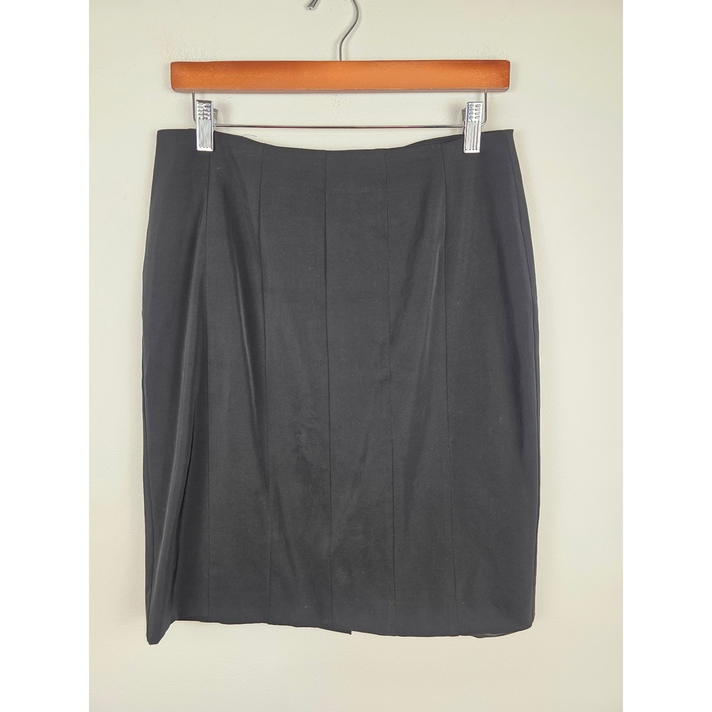 PRADA Black Pleated Pencil Skirt Back Zip Made in Italy Womens Size 44‎